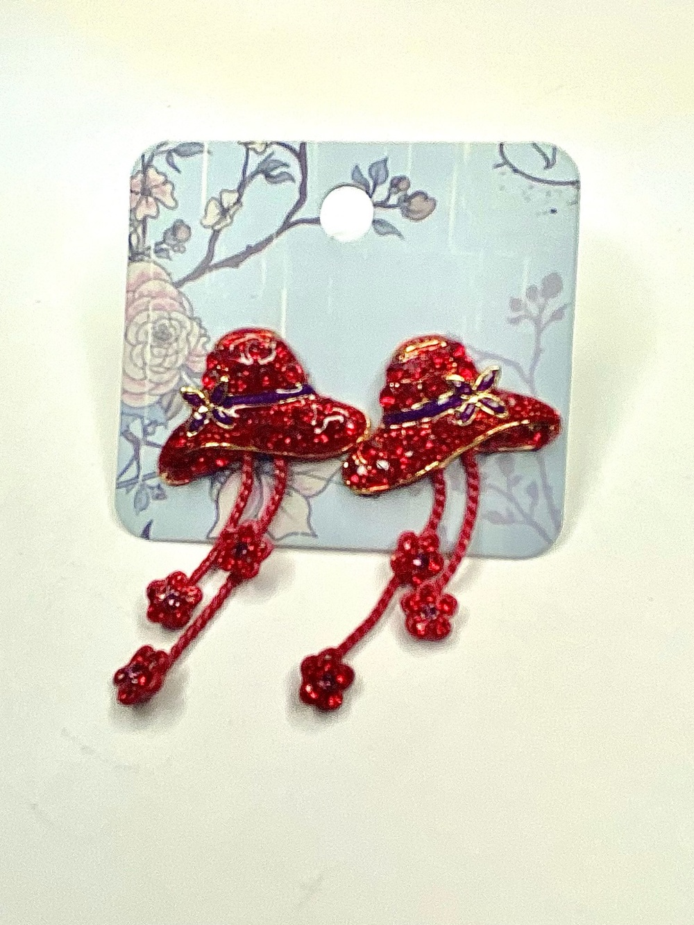 Sparkling Red Hat Dangle Earrings
